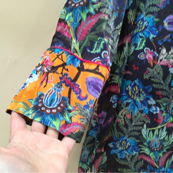 H&M Women's Blazer Dress Tropical Floral Blue Printed Size 2 New - Picture 3 of 8